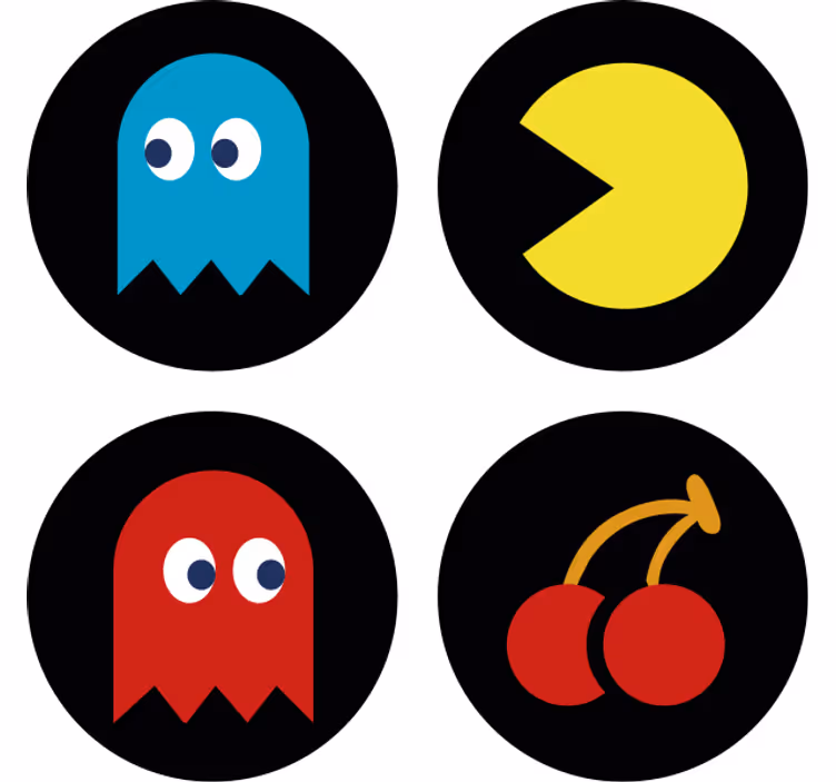 Színes retro ikonok poháralátétek szörnyszülött - TenStickers