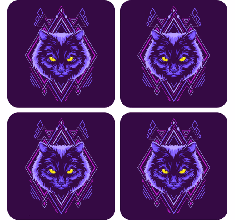 Sima macska illusztráció - poháralátétek szörnyszülött - TenStickers