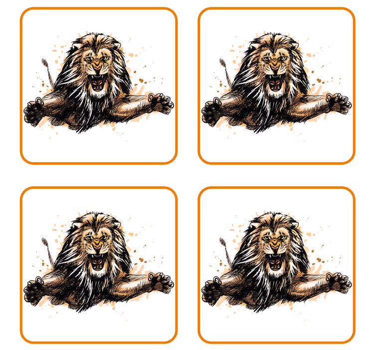Fierce lion illusztráció - poháralátétek szüret - TenStickers