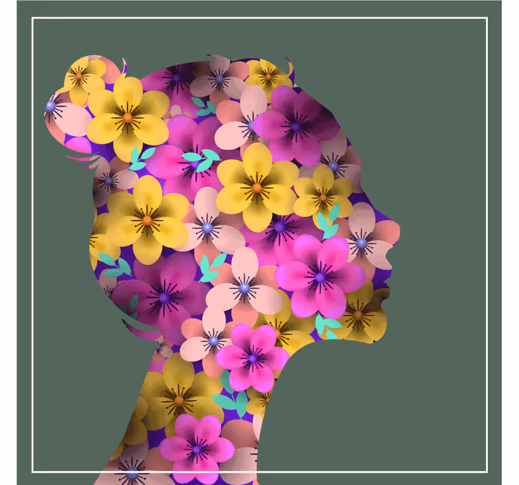 Modern poháralátétek virágos sziluett profillal - TenStickers