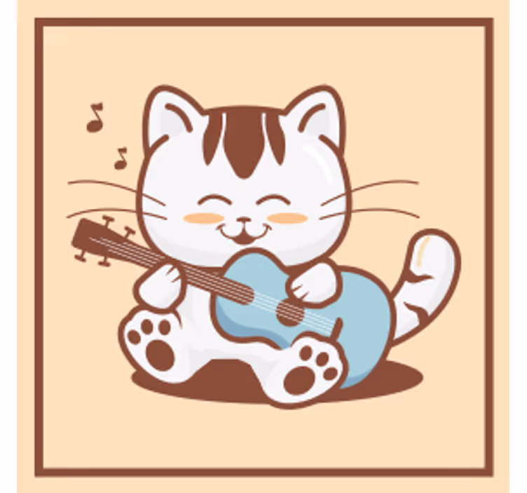 Játékos macska gitározik poháralátétek szörnyszülött - TenStickers