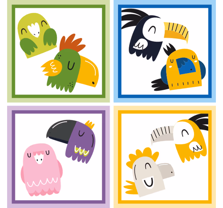 Színes madárfejek poháralátétek sörszőnyegek - TenStickers