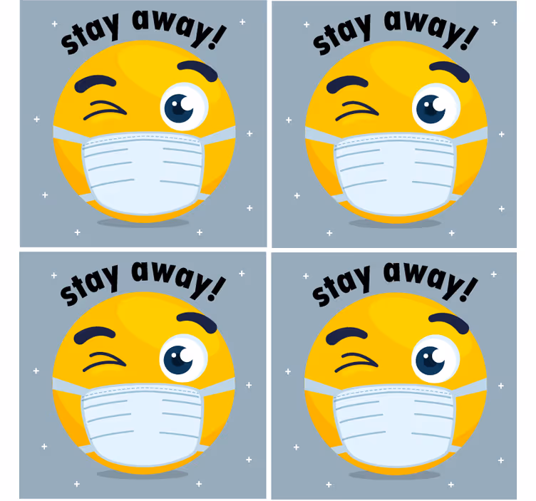 Maszkos kacsintó emoji poháralátétek - TenStickers