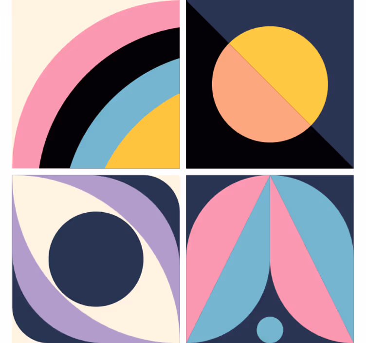 Modern poháralátétek geometrikus színblokkokkal - TenStickers