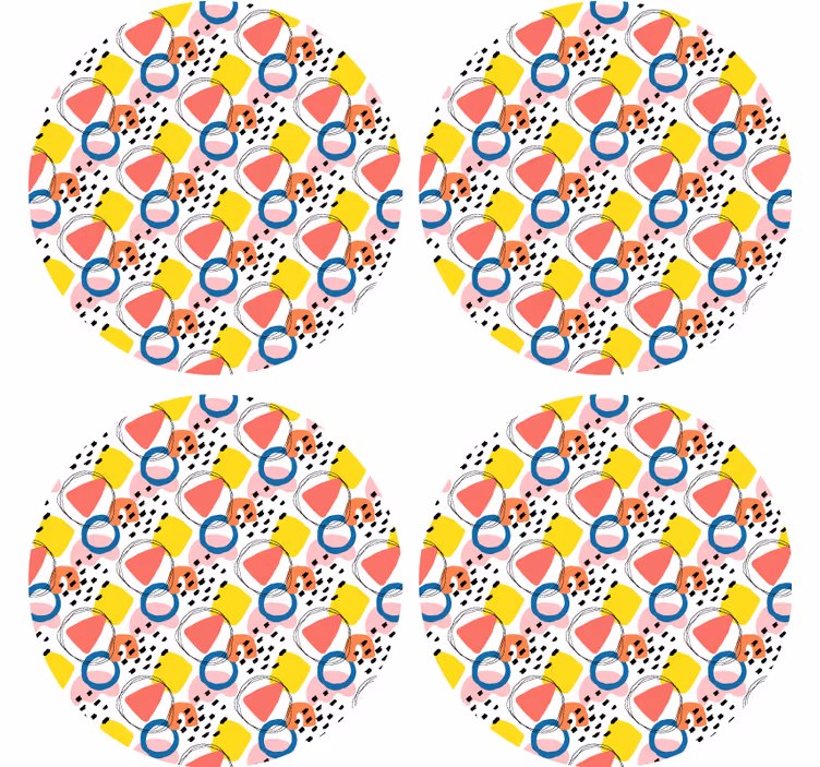 Színes absztrakt formák poháralátétek szörnyszülött - TenStickers