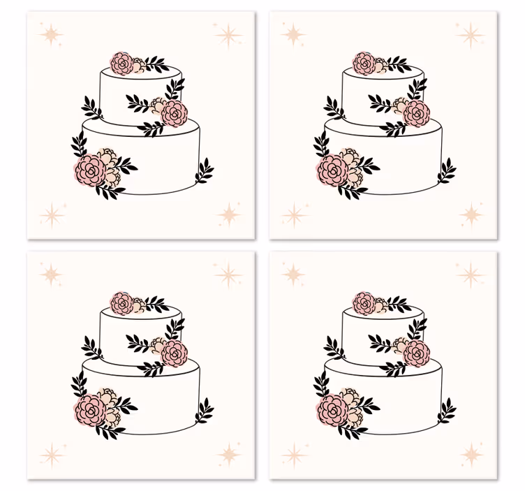 Virágos torta esküvői alátét - TenStickers