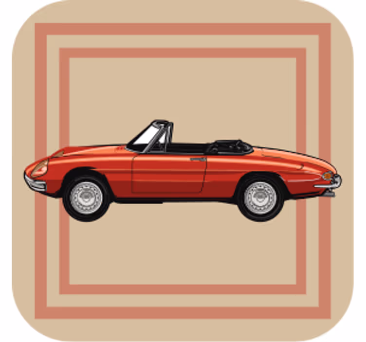 Vintage cabriolet illusztráció poháralátétek szüret - TenStickers