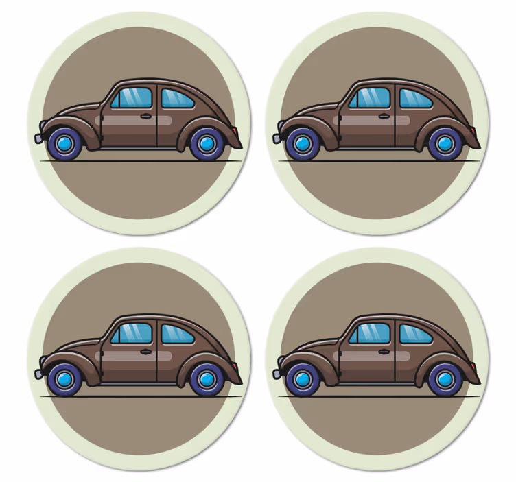 Vintage autó illusztráció poháralátétek szüret - TenStickers