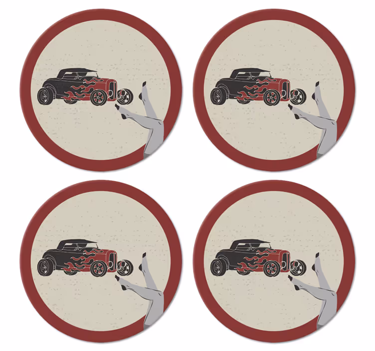 Lány lábak és autó vintage poháralátét - TenStickers