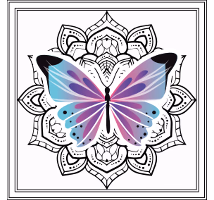 Színes pillangó mandala poháralátétek - TenStickers