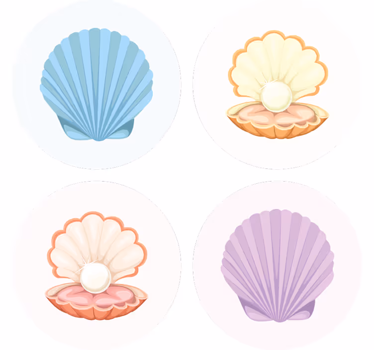 Készlet színes kagyló modern poháralátét - TenStickers