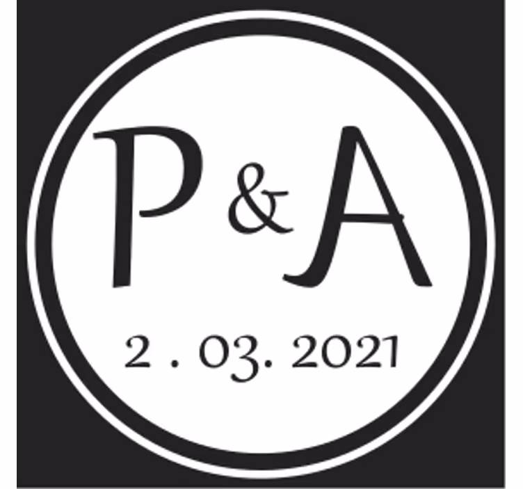 Monogram kezdeti pár poháralátétek testreszabható - TenStickers