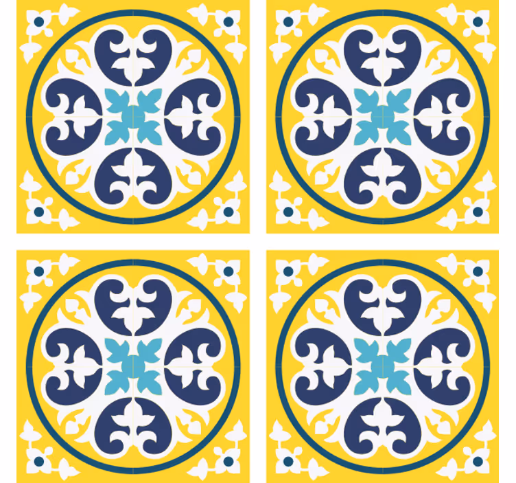 Sárga és kék marokkói stílusú csempe alátétek - TenStickers