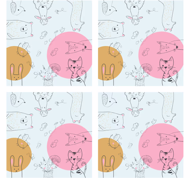 Színes Állatillusztrációk poháralátétek szörnyszülött - TenStickers