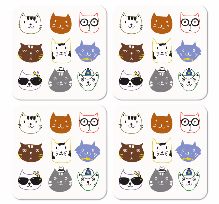Aranyos színes vicces macskák geek alátétek - TenStickers