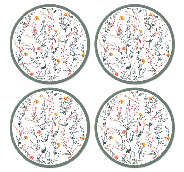 Vékony, minimalista kerti virágok modern poháralátét - TenStickers