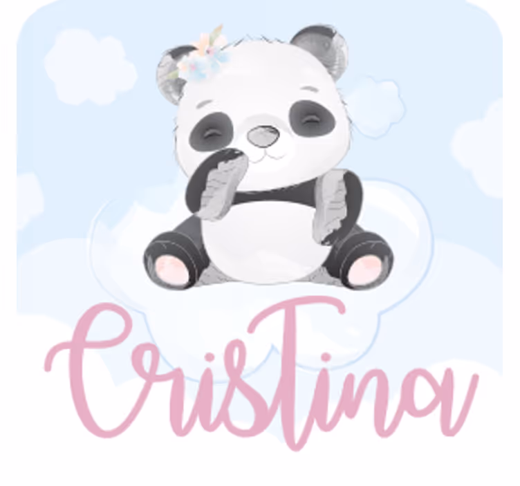 Kedves panda karakter - poháralátétek testreszabható - TenStickers