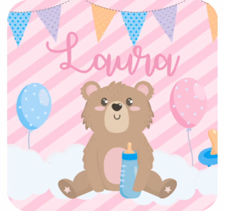 Aranyos medve lufikkal poháralátétek testreszabható - TenStickers