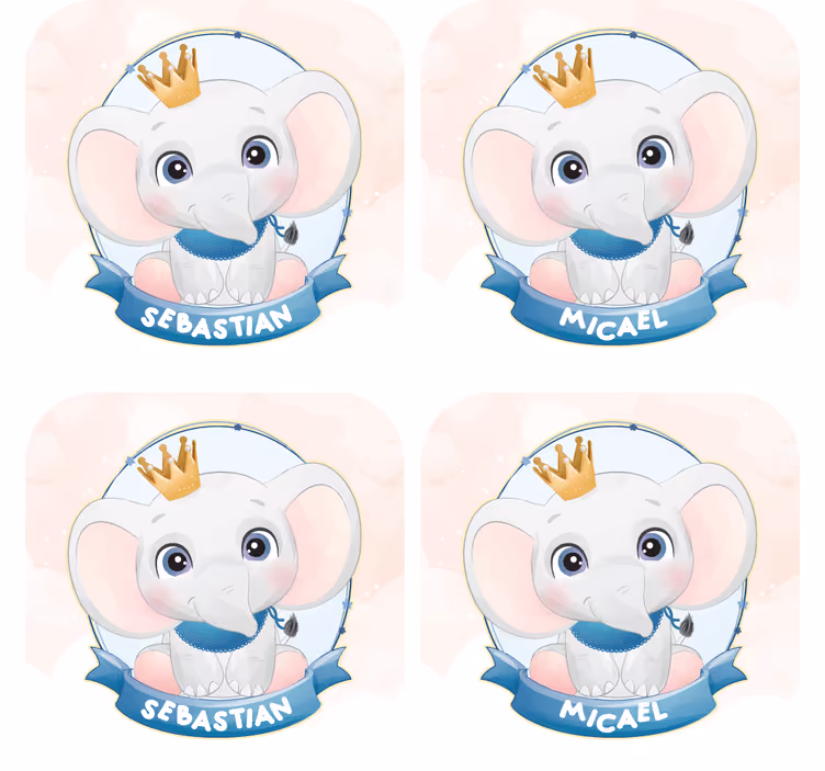Elefánt karakterportrék poháralátétek testreszabható - TenStickers