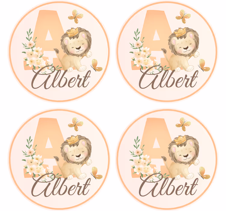 Aranyos állatok oroszlánnév alátéttel - TenStickers