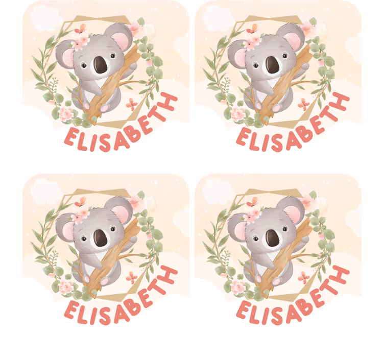 Aranyos koala virágokkal poháralátétek testreszabható - TenStickers