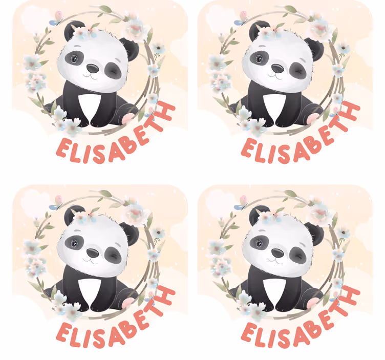 Virágos pandás poháralátétek testreszabható - TenStickers