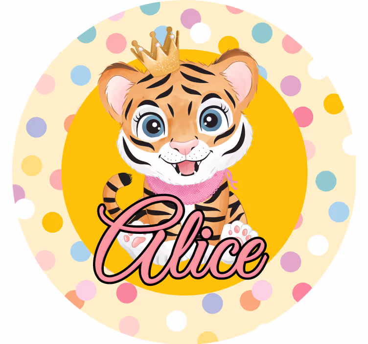 Koronázott tigris karakter poháralátétek testreszabható - TenStickers