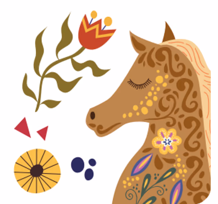 Stilizált lóprofil poháralátétek szörnyszülött - TenStickers