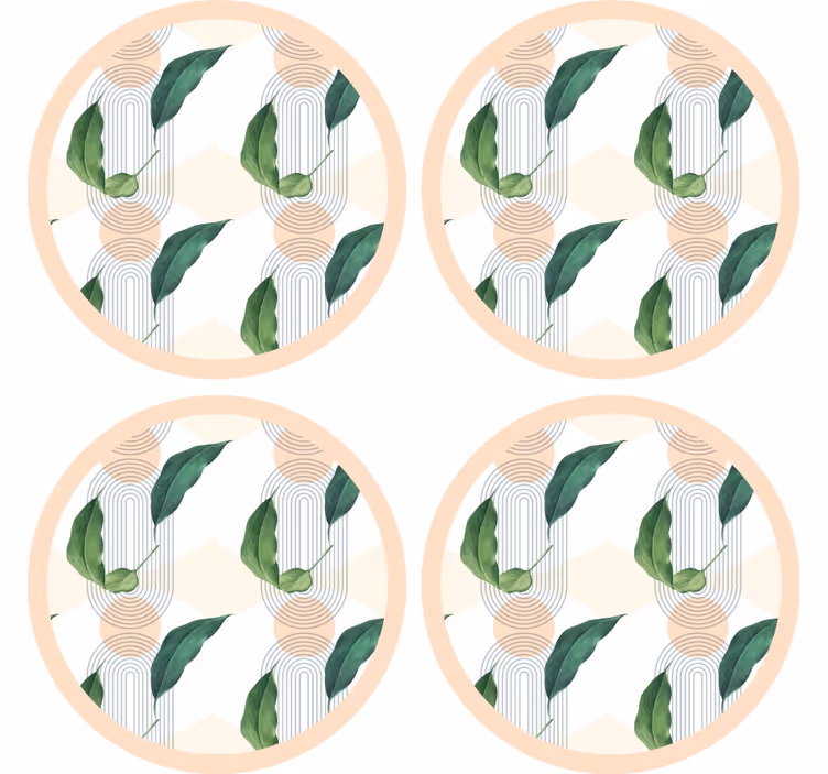 Modern poháralátétek levélgeometrikus mintával - TenStickers