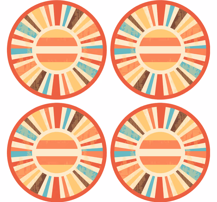 Színes retro napsugarak vintage alátét - TenStickers