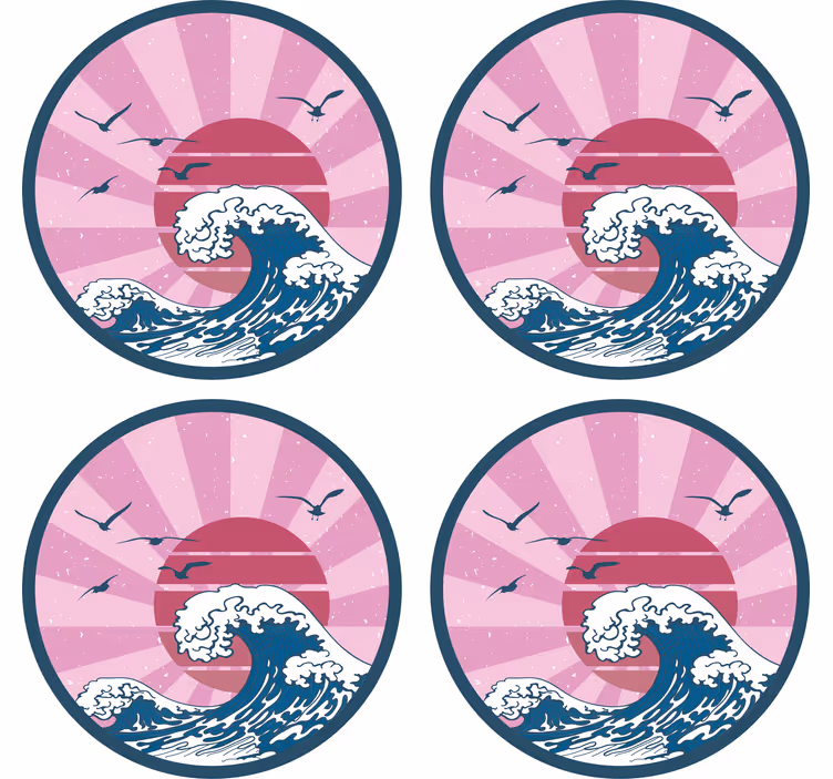 Poháralátétek szörnyszülött retro óceáni hullámokkal - TenStickers