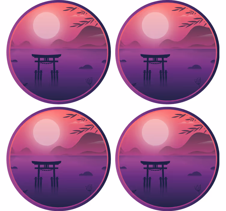 Modern poháralátétek nyugodt naplemente táj - TenStickers