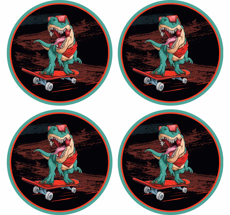 Skateboarding dinosaur graphic poháralátétek szörnyszülött - TenStickers
