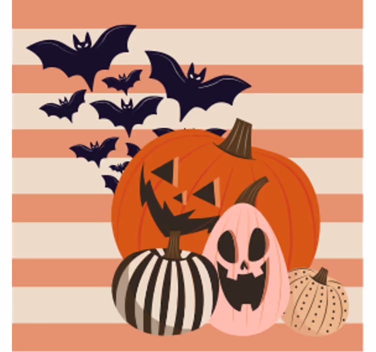 Tök trio denevérekkel poháralátétek halloween - TenStickers