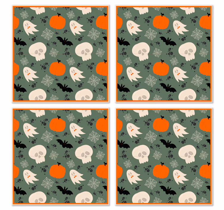 Sütőtök, szellemek és pókok halloween poháralátét - TenStickers