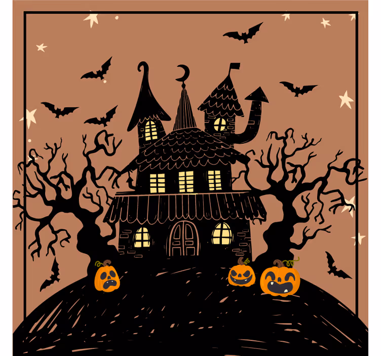 Kísértetjárta ház denevérekkel halloween poháralátét - TenStickers