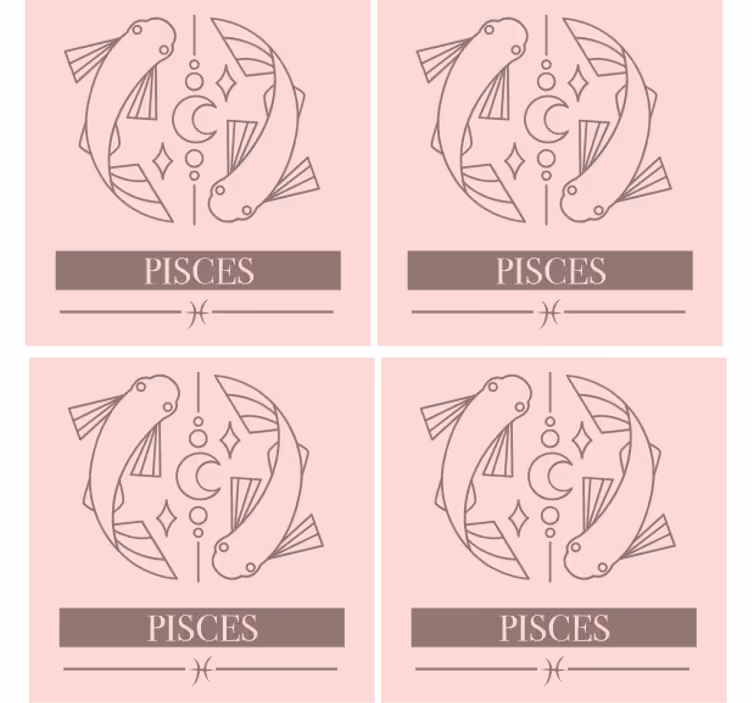 Pisces zodiákus hal szimbólum poháralátétek testreszabható - TenStickers