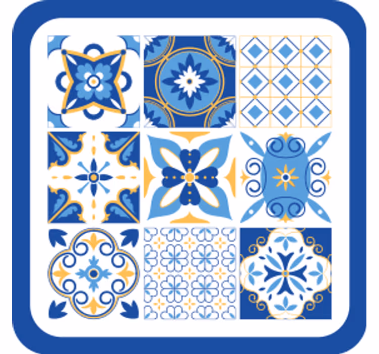 Geometrikus kék mintás poháralátétek - TenStickers