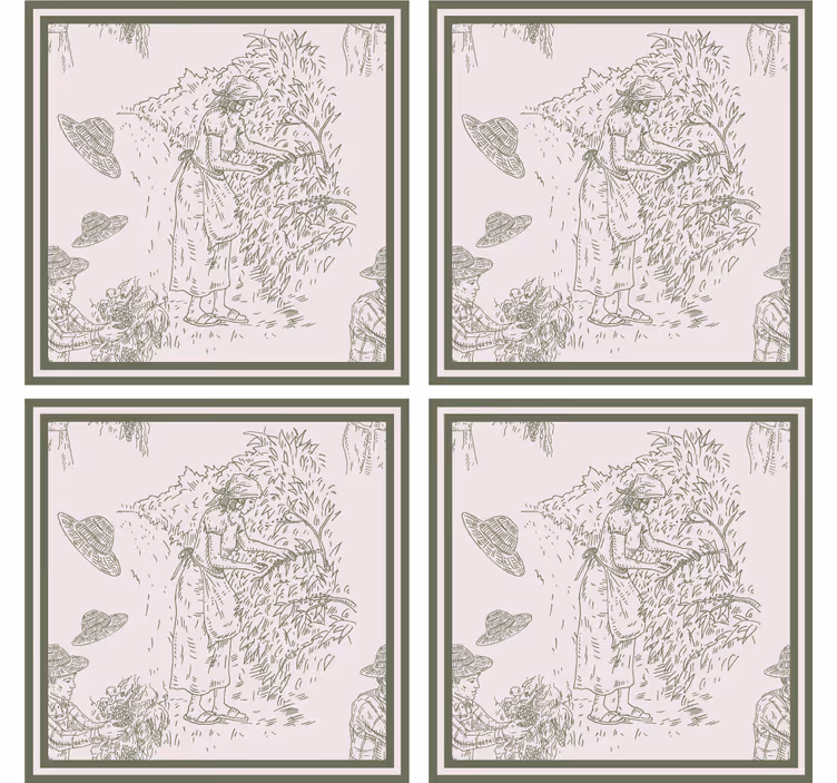 Francia vintage minta zöld alátét - TenStickers