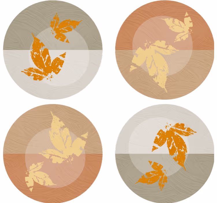 Levélmintás átfedések poháralátétek modern - TenStickers