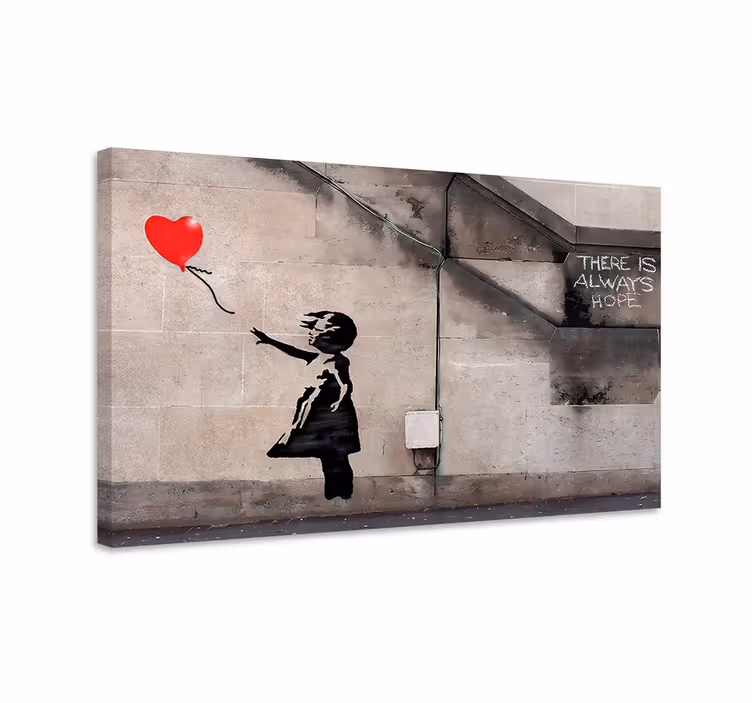 Lány szökő léggömbbel vászon művészet - TenStickers