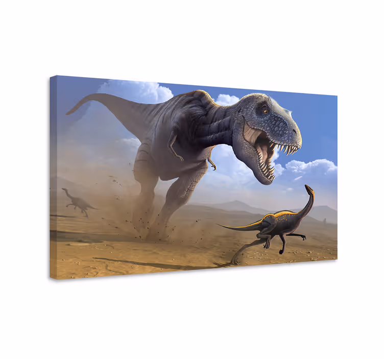 T-rex vadászat vászon dinoszaurusz - TenStickers