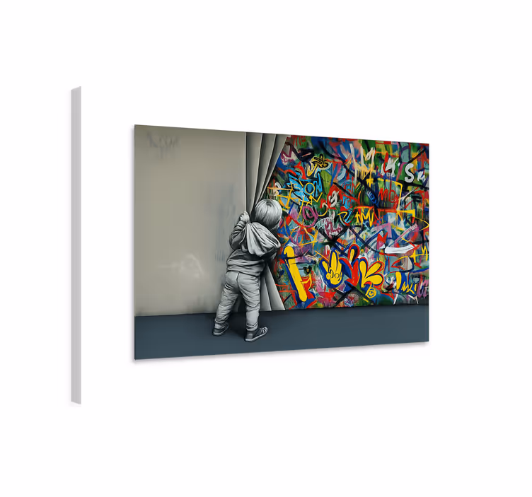 Gyerek kémkedik graffitivel vászon Művészet - TenStickers