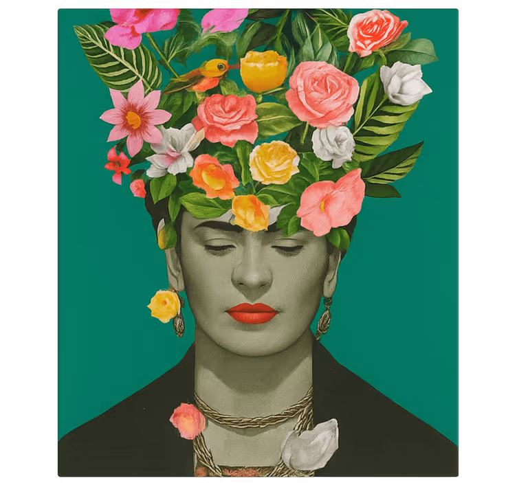 Frida kahlo színes virágok vászon Művészet - TenStickers