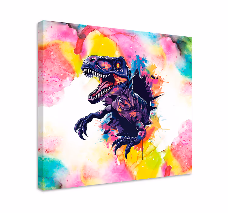 Telített színek velociraptor vászon dinoszaurusz - TenStickers
