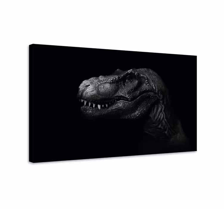 Vászon dinoszaurusz valósághű és elegáns fekete háttéren - TenStickers