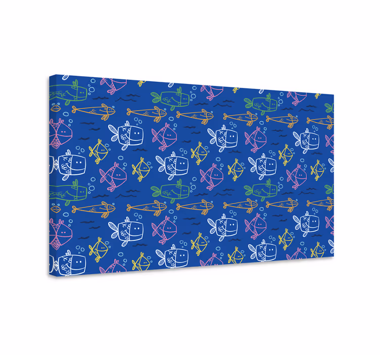 Tengeri állatok kék háttéren - táblázatok hal - TenStickers