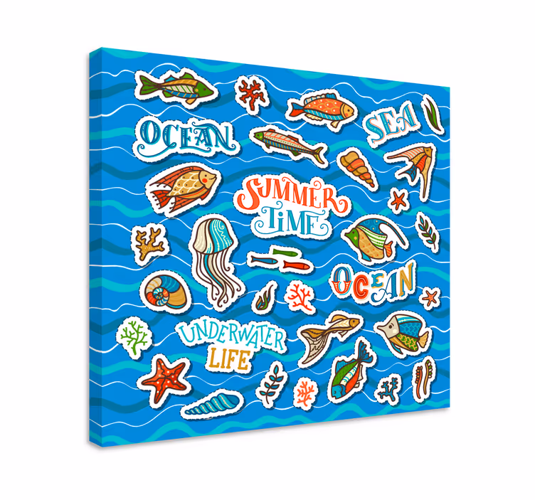 óceán matrica kollázs gyerekek vászon - TenStickers