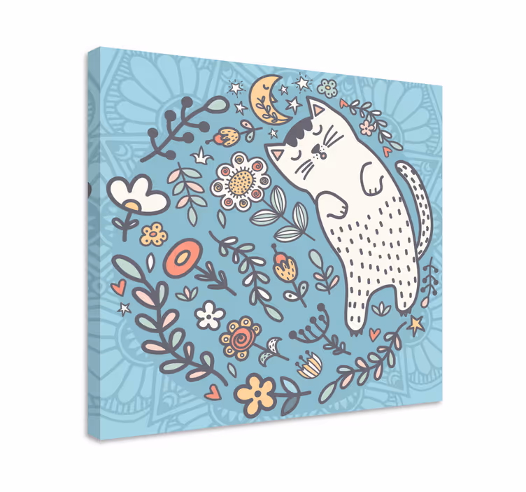 Imádnivaló macska mandala vászon fal művészet - TenStickers
