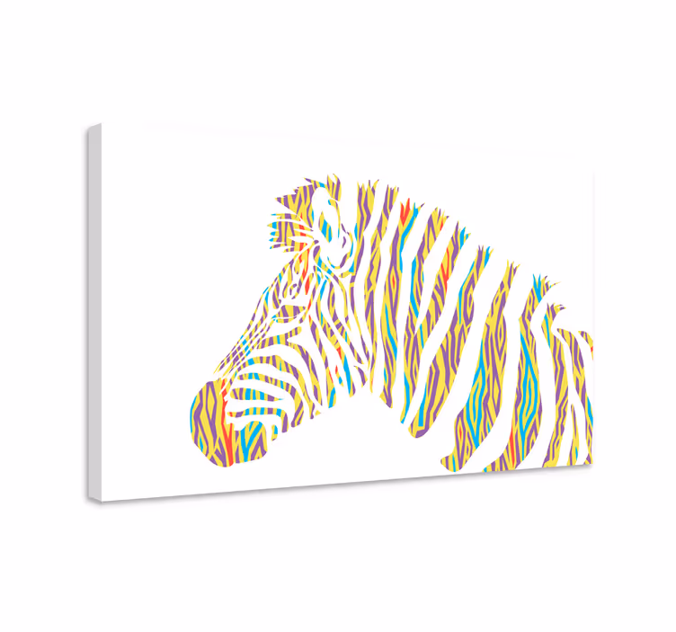 Színes zebra fej vászon állatok - TenStickers
